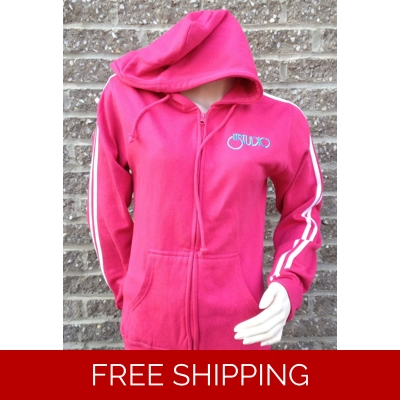 Pink Zipper Hoodie White & Blue Front Logo M/H